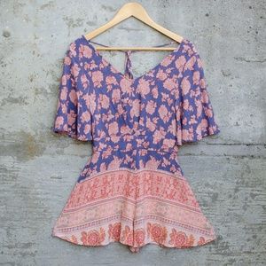 Xhilaration Boho Romper with Flared Sleeves